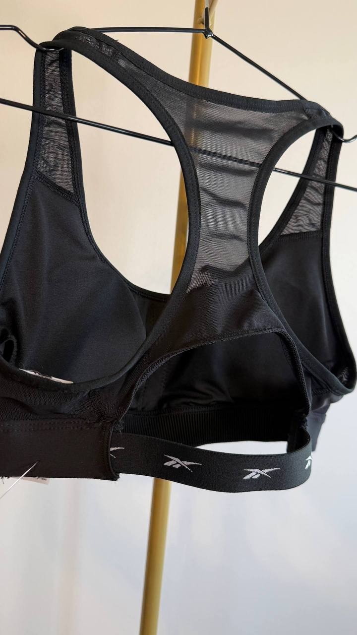 Reebok Women’s Lux Vector Racer Sports Bra Black S $40 NWT