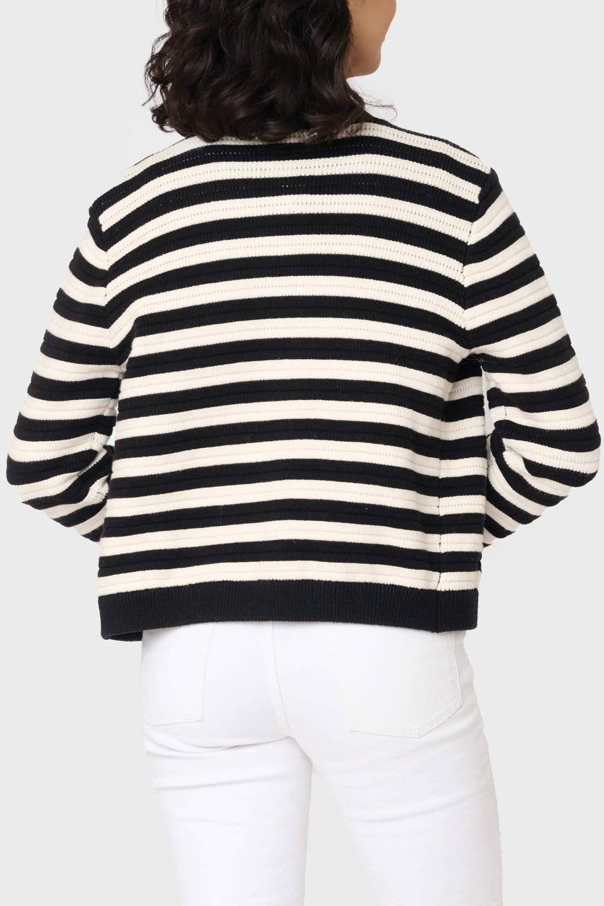 Sanctuary Knitted Lady Jacket White/Black Stripe S NWT $99