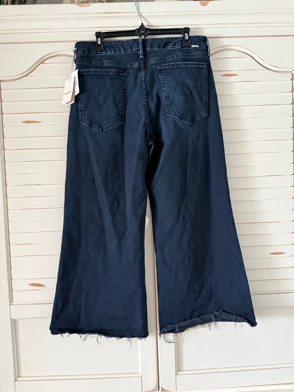 Mother The Roller Fray High-Rise Wide-Leg Jeans Night In Venice Size 34 NWT