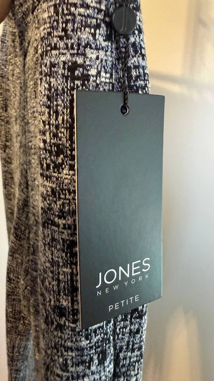 Jones New York Women’s Petite Printed Pull-On Straight-Leg Pants Navy PXL $79.50