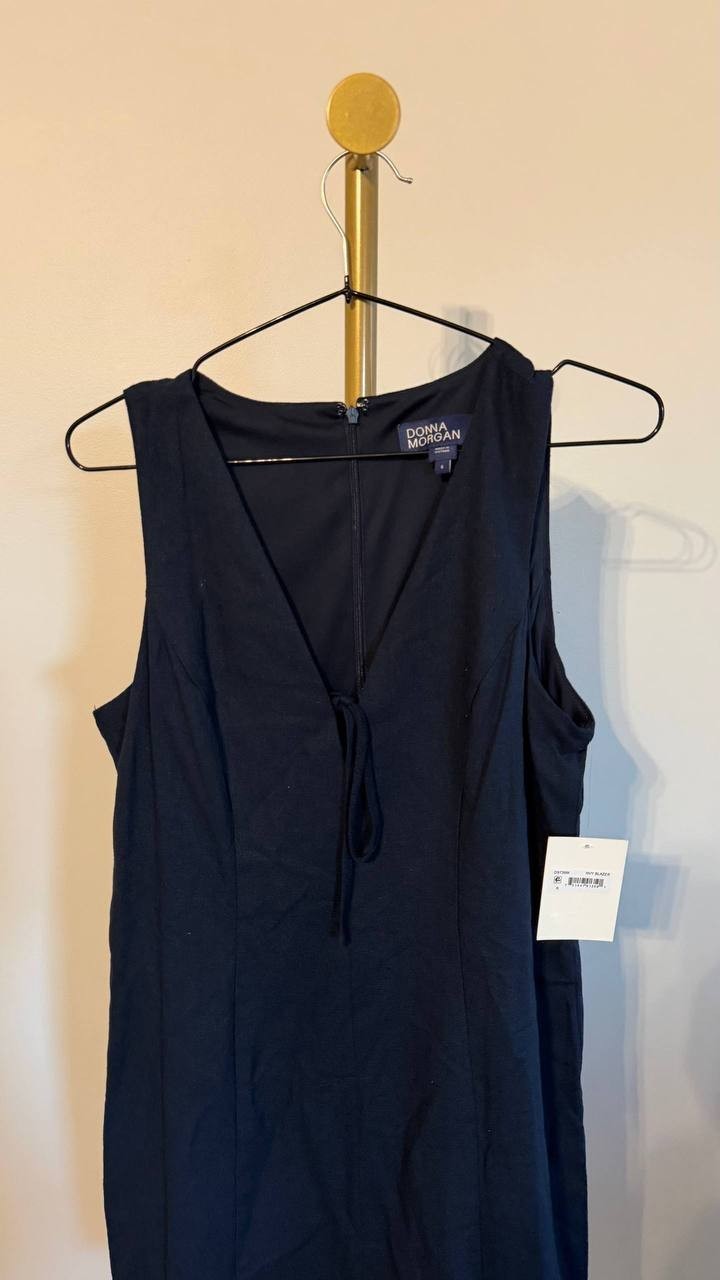 Donna Morgan Peggy Mini Sheath Dress Navy 6 $108 NWT