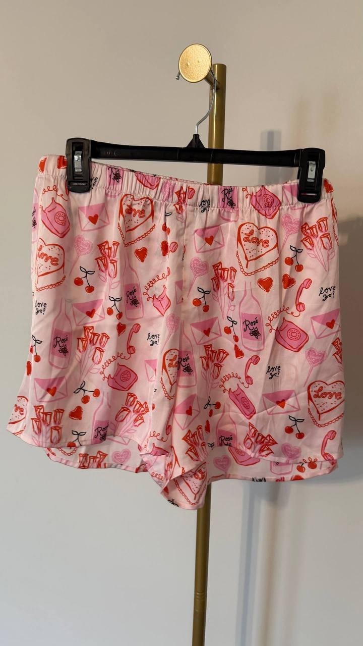 Adore Me Pink Lovely Print Lounge Sleep Shorts Size L NWOT Cozy Relaxing Wear