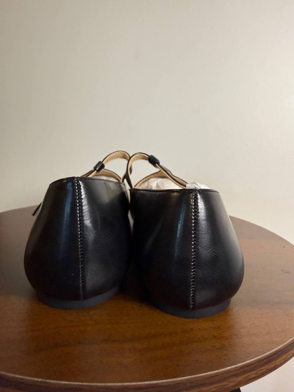 Journee Collection Thea T‑Strap Flats–Black–Size 11W–Faux Leather–New in Box