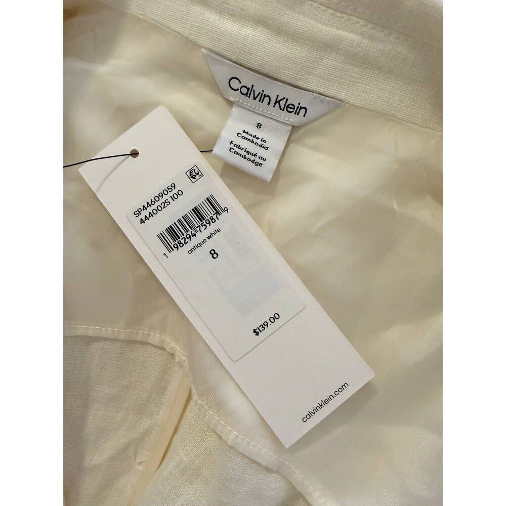 Calvin Klein Linen‑Blend One‑Button Blazer – Size 8 – NWT – $139