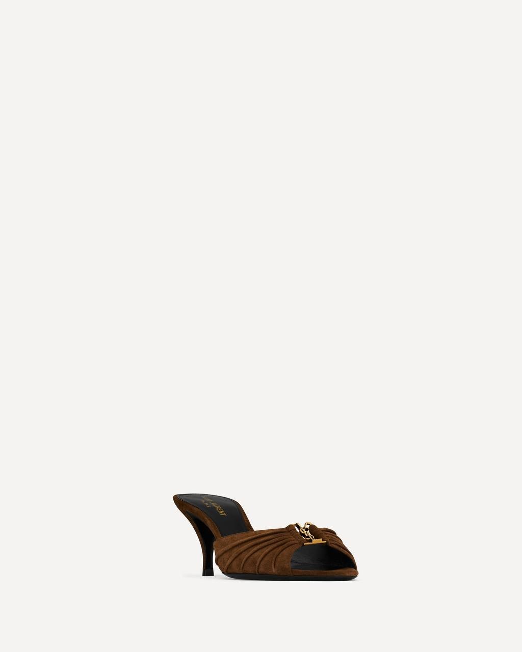 Saint  Laurent  Babylone  Mules  Suede  Dark Havana 37.5  New in Box  $1200