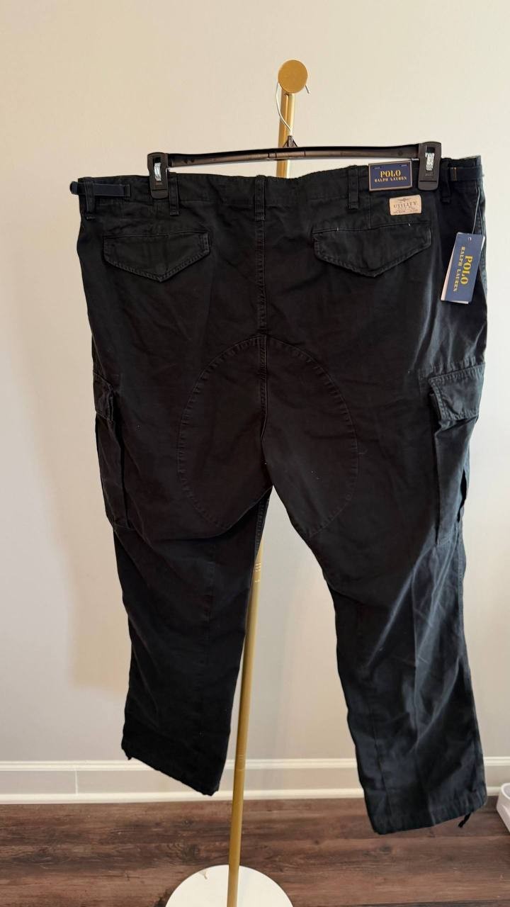 Polo Ralph Lauren Men’s Slub Canvas Slim Fit Cargo Trousers Black 44B/32 $238 NW