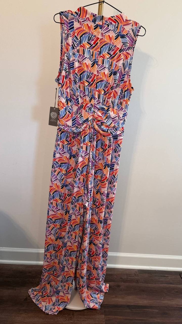 Vince Camuto Women’s Printed Halter‑Neck Jumpsuit Multicolor XL $138 NWT