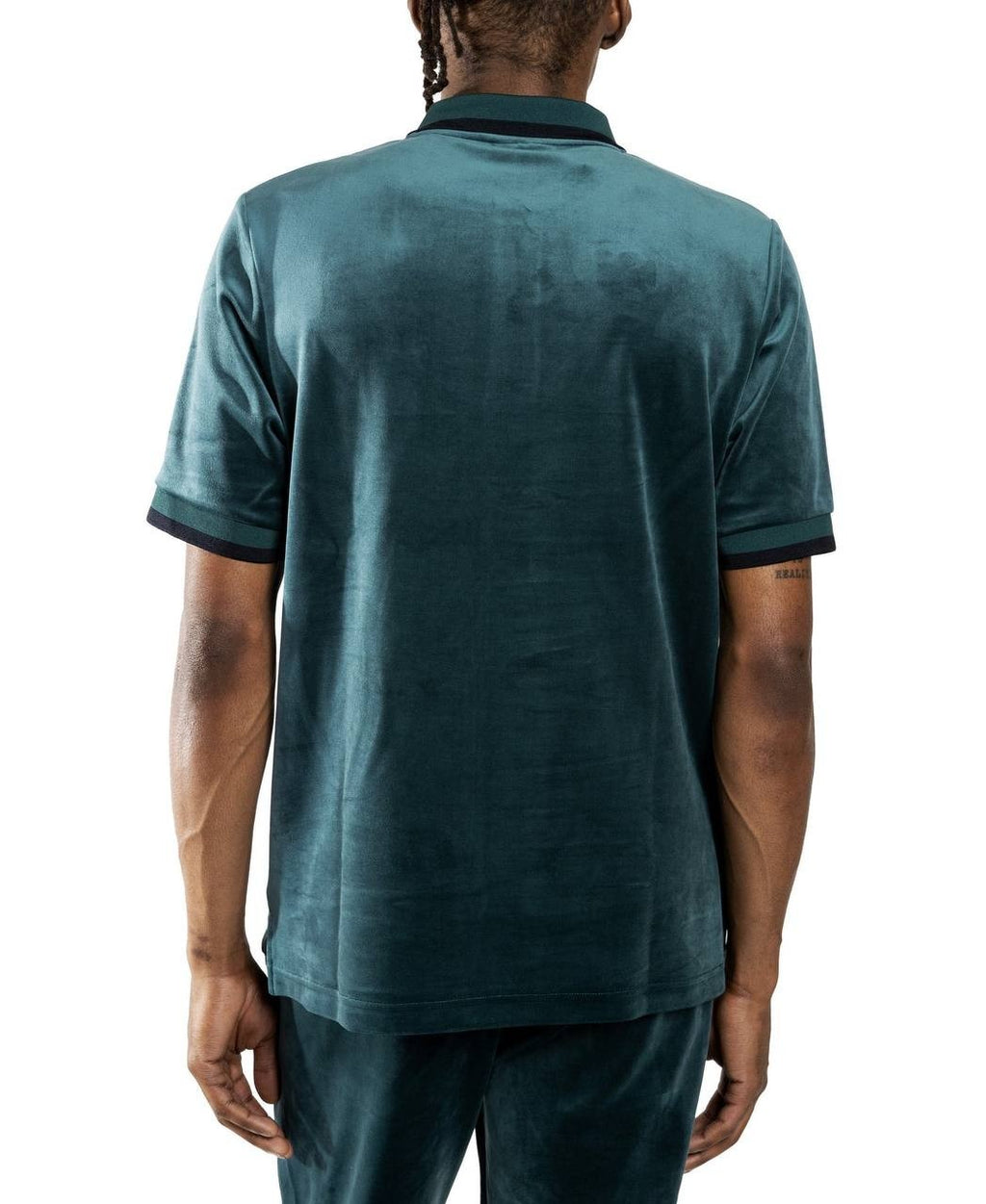 AGTAWH Men’s Classic Velour Polo Shirt Black L $98 NWT