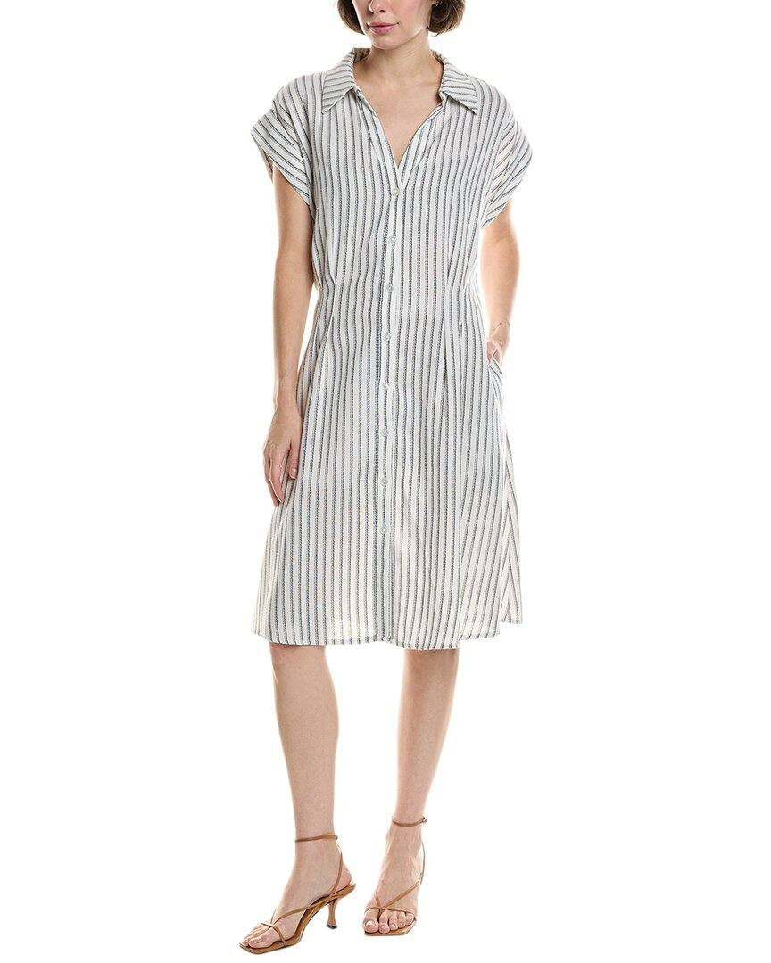 Julia Jordan Women’s Pleated Linen‑Blend Mini Shirt Dress Stripe XL $129 NWT