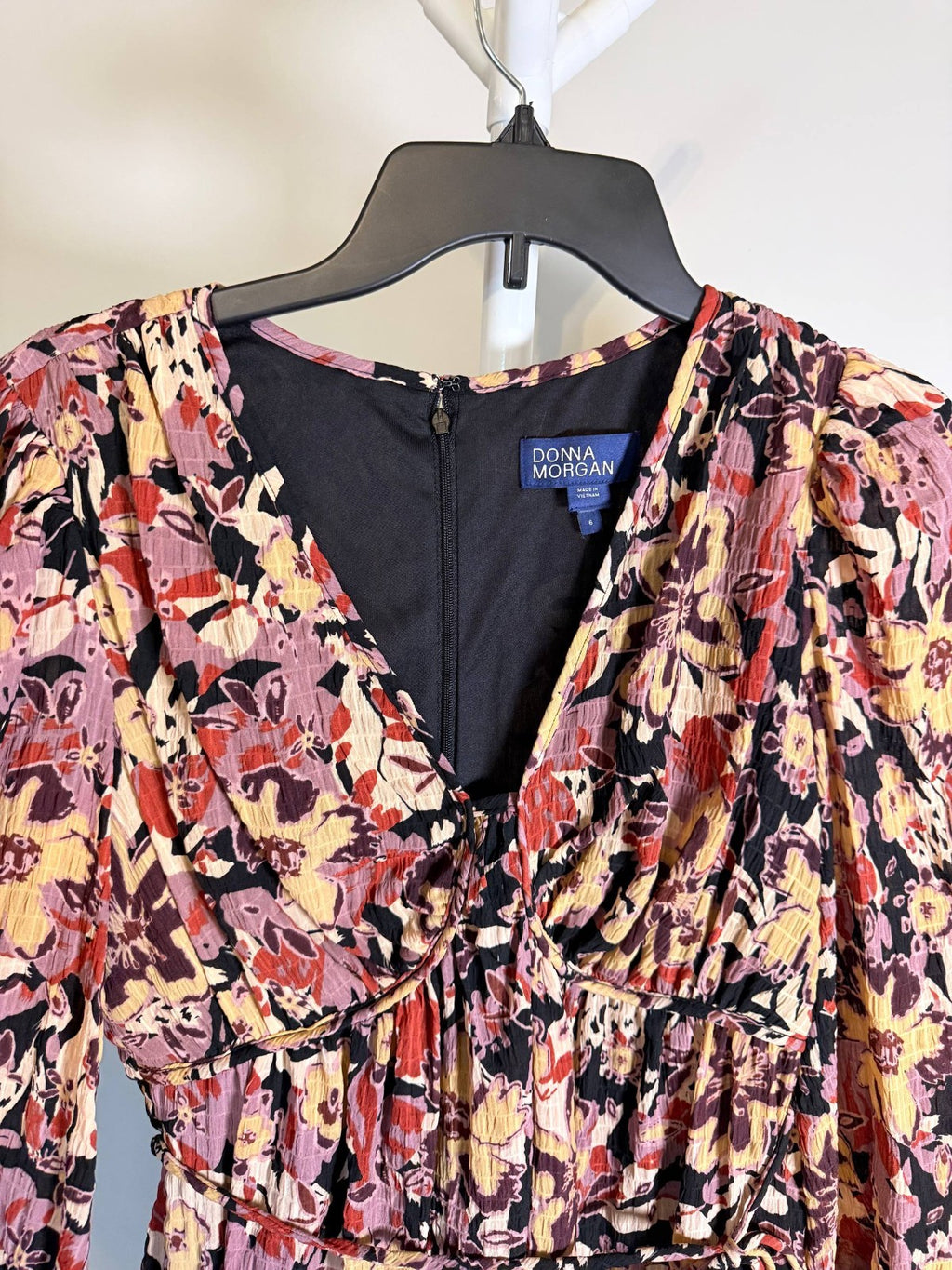 Donna Morgan Printed V‑Neck Mini Dress Multicolor NWT Sizes 4–16 MSRP $118