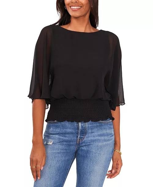 Sam & Jess Smocked‑Waist Top – Size S – NWT