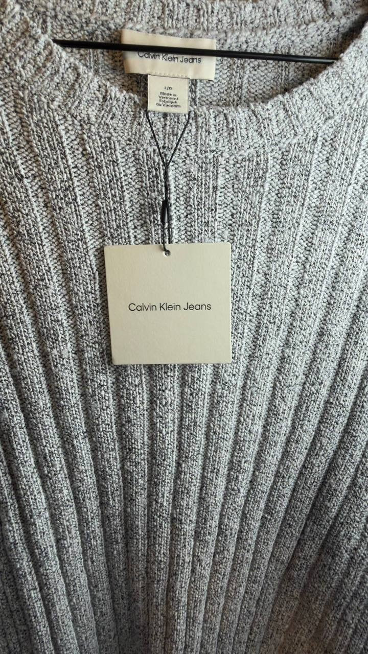 Calvin Klein Ribbed Long‑Sleeve Crewneck Sweater Sky Captain L NWT $119
