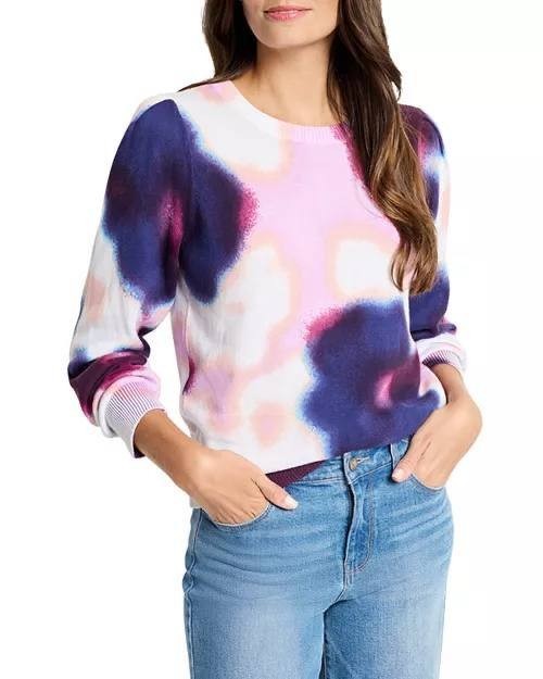 NIC+ZOE Women’s Blossom Blur Cotton Sweater Multicolor M $169 NWT
