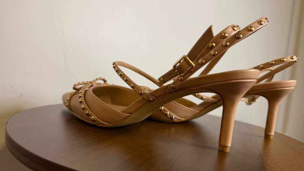 INC Gyda Pumps 8M Sweet Nude Studded Pointed Toe Stiletto Heel NIB msrp$100