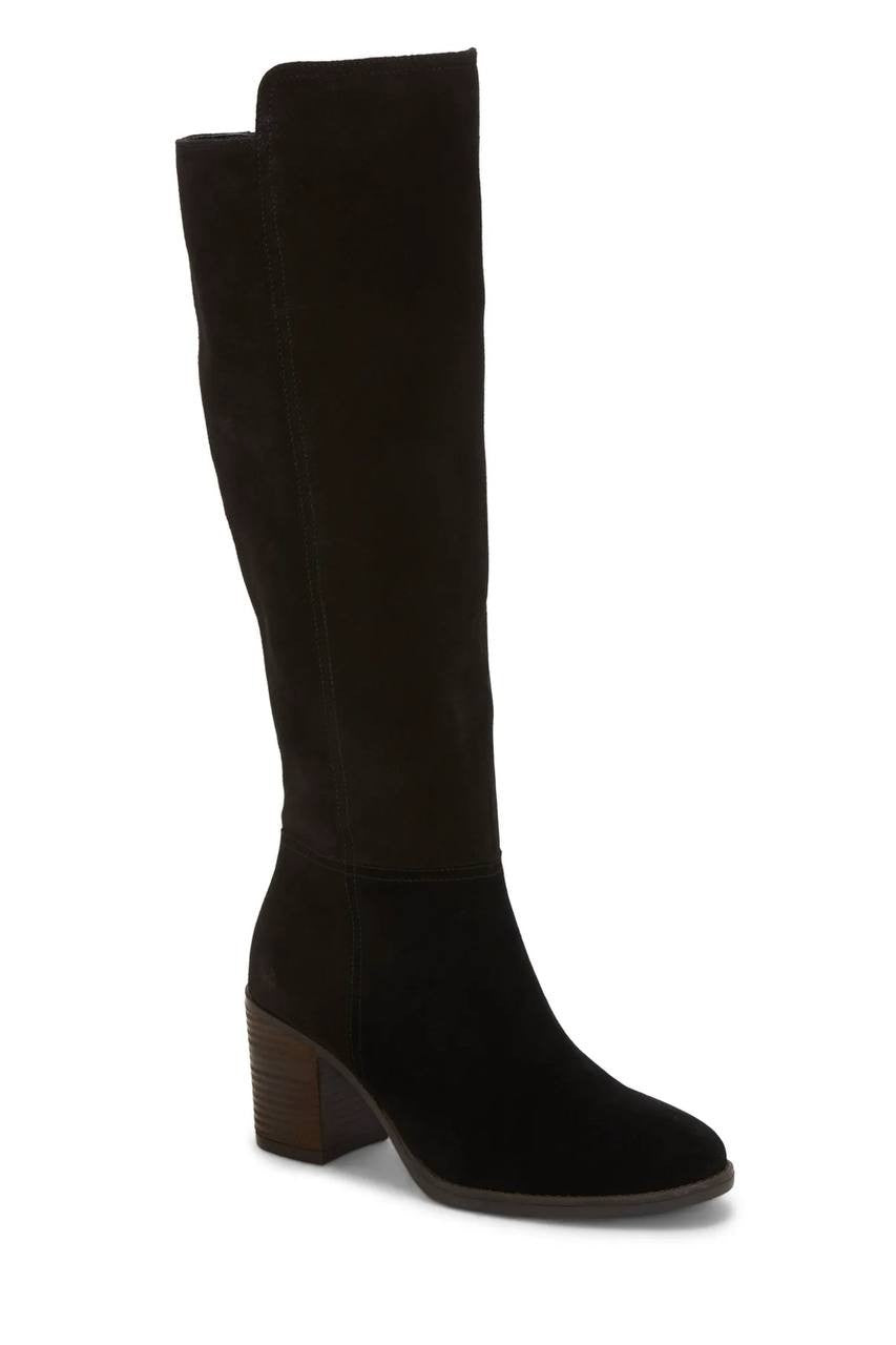 Lucky Brand Bonnay Extra Wide Calf Knee High Boots Black 8M Suede $189 NWB