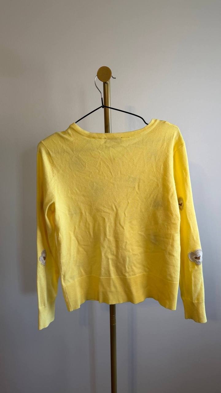T Tahari Women’s Floral‑Embroidered Button‑Front Cardigan Yellow XS $88 NWT