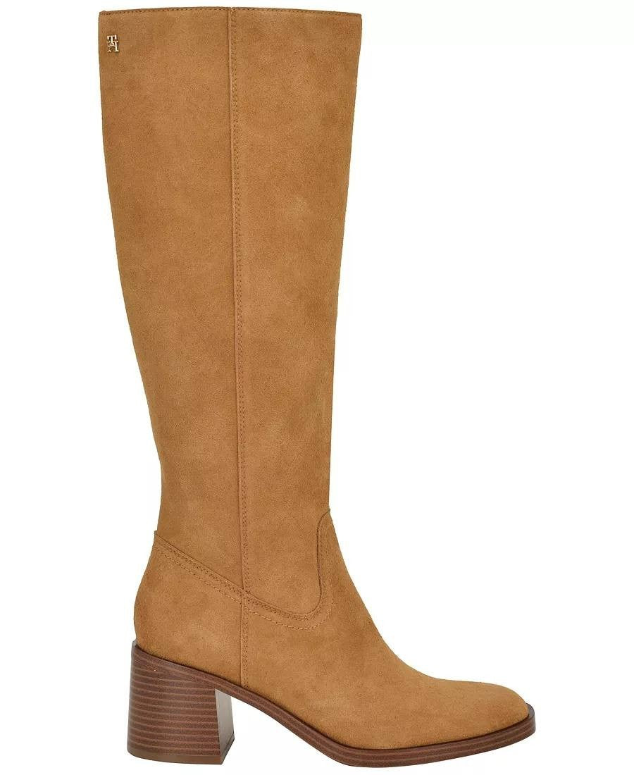 Tommy Hilfiger Laythen Boots 8.5M Natural Suede Tall Square Toe NIB msrp$159