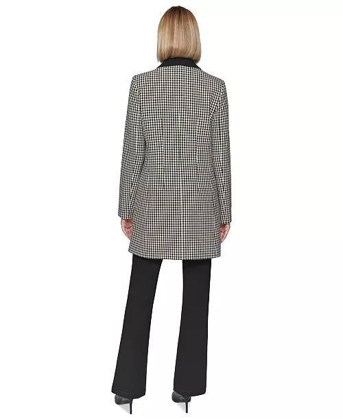 Karl Lagerfeld Paris Women’s Checkered One‑Button Blazer Black White 4 $199 NWT