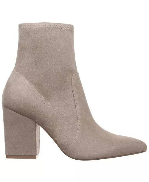 On•34th True Taupe Fabric Block Heel Booties 8M New in Box MSRP $99.90