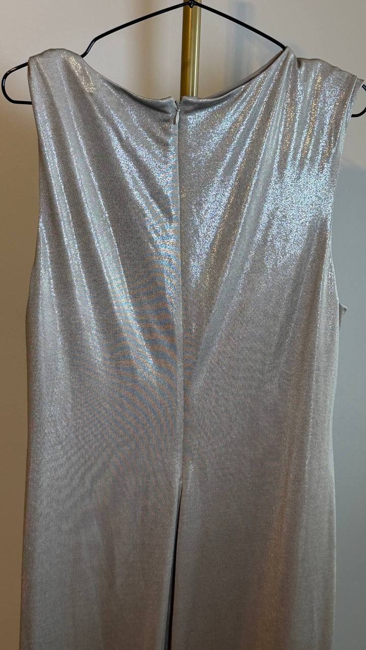 Lauren Ralph Lauren Evening Gown Metallic Silver Size 14 NWT $265