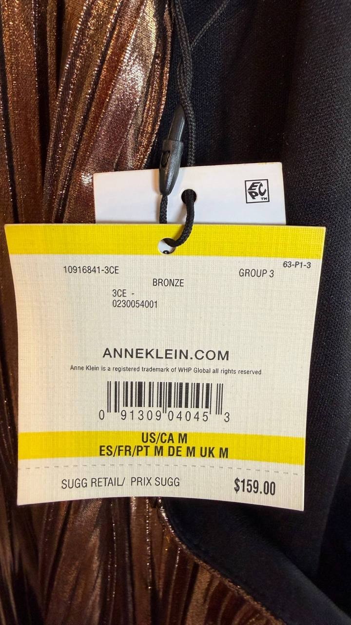 Anne Klein Women’s Metallic Mock Neck Halter Dress Size M NWT $159