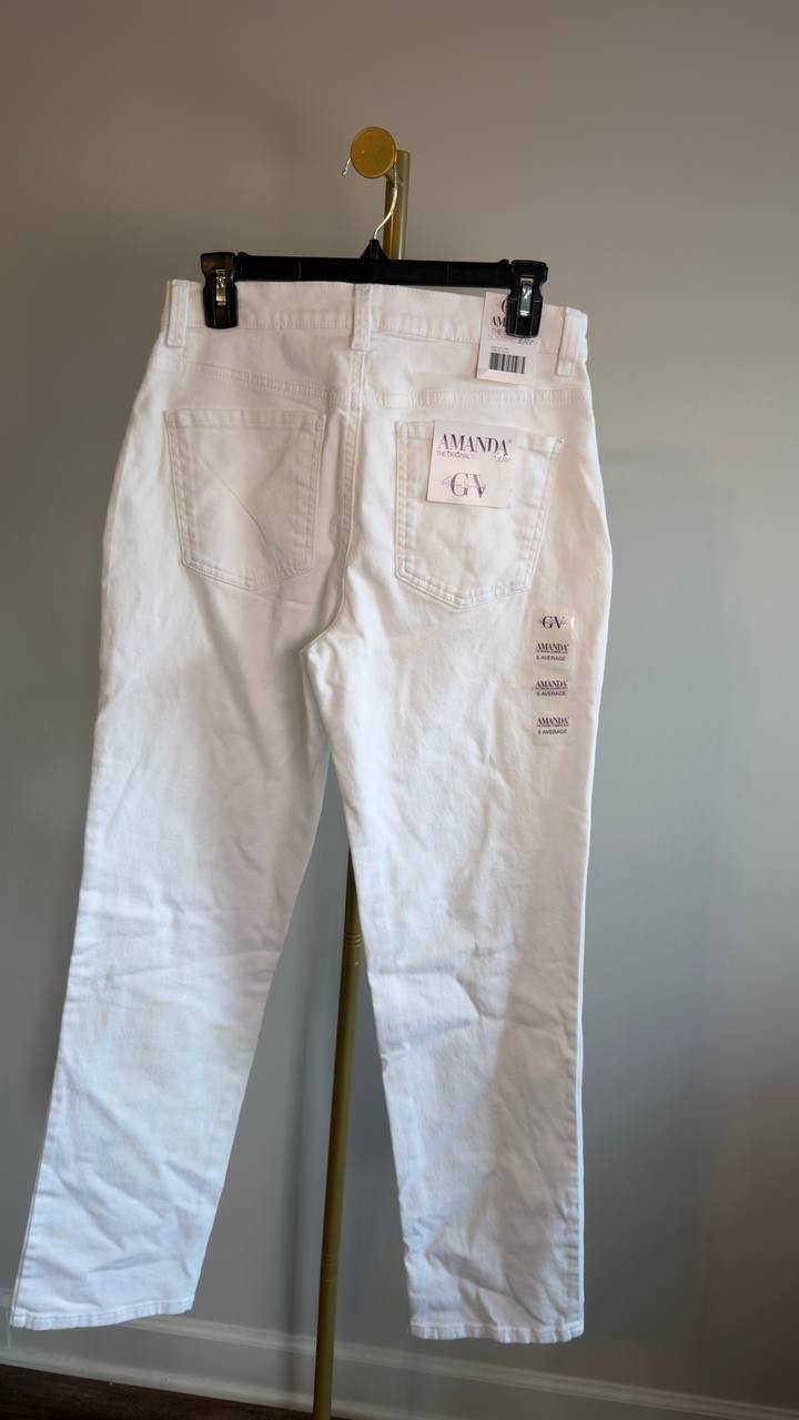 Gloria Vanderbilt Amanda Classic Straight Jeans Vintage White 6 NWT $52