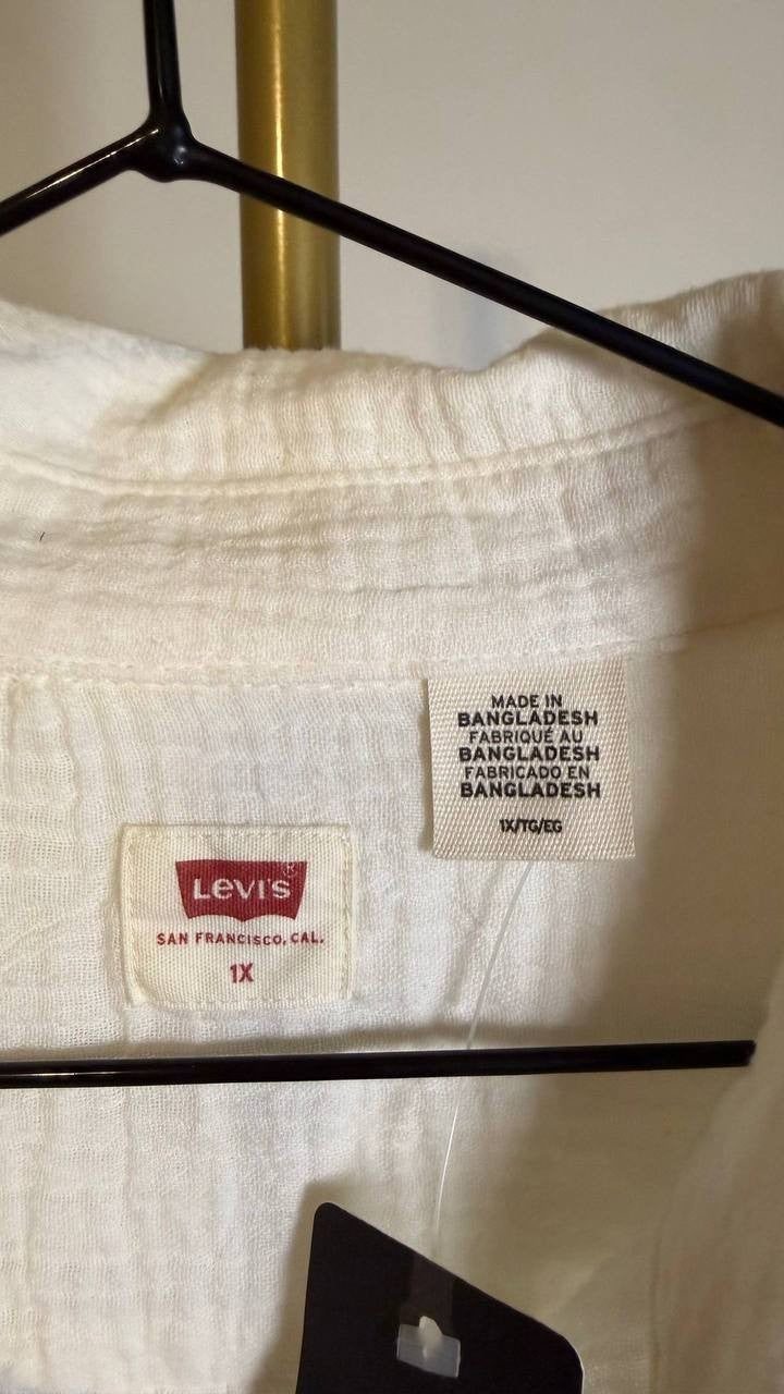 Levi’s Darlene Short Sleeve Shirt Plus Size 1X Whisper White $49.50 NWT