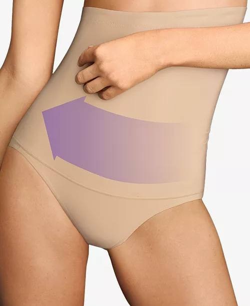 Maidenform Fat Free Dressing High Waist Shaping Brief Shapewear Beige L