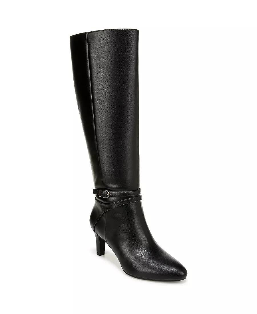 LifeStride Guild Boots Size 5M Black Fabric Knee‑High Almond Toe NIB msrp$129