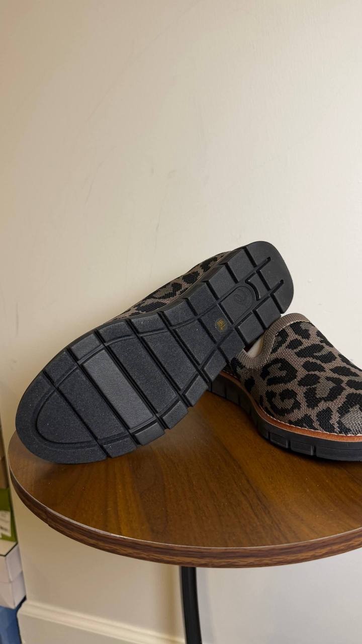 Easy Spirit Valina eFlex Knit Slip‑On Loafers Black Leopard 7.5W Comfort NWB $89