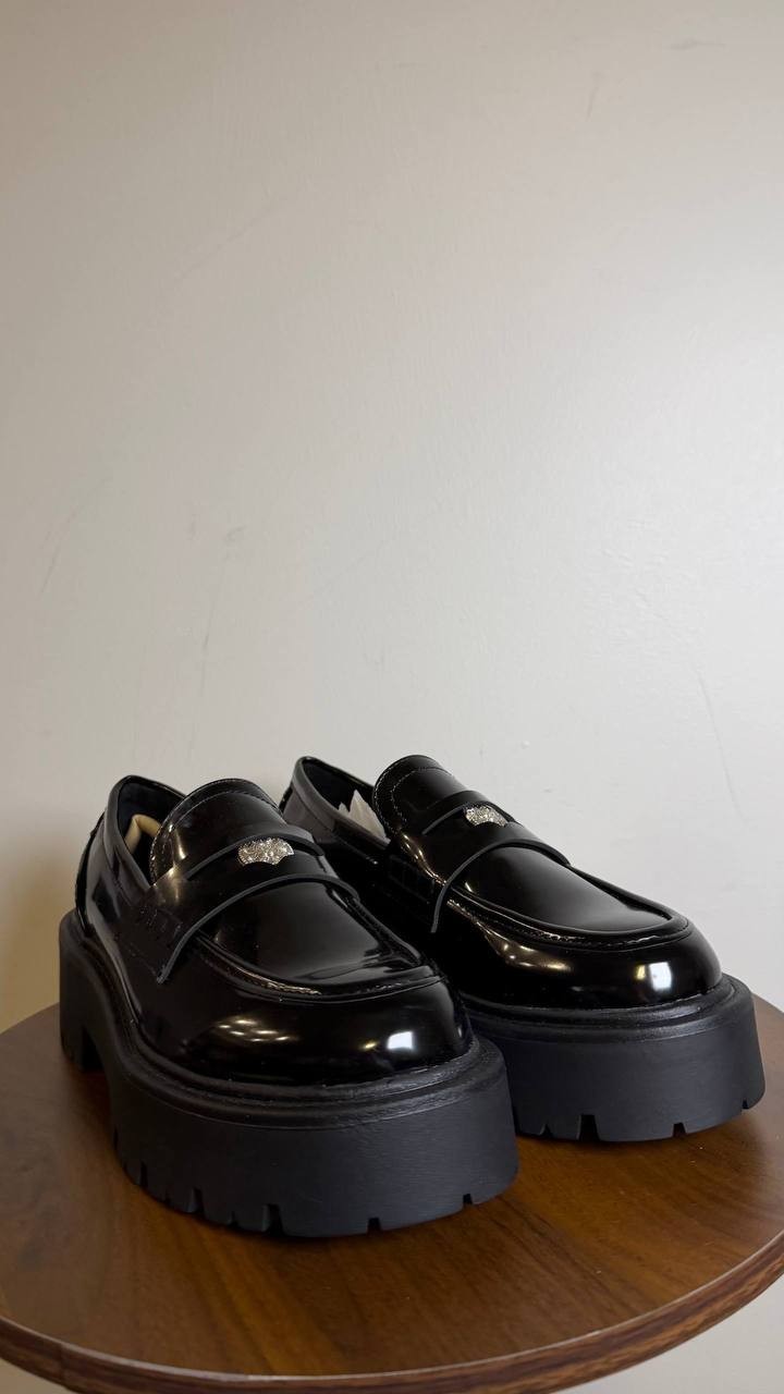 Madden Girl Calistaa Platform Lug Sole Penny Loafers Black 7.5 NWB