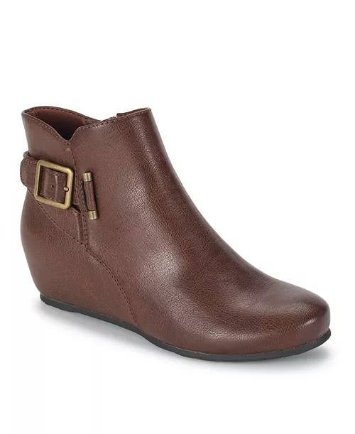 Baretraps Serena Zipper Wedge Booties Oak 8.5M Man‑Made $89 NWB