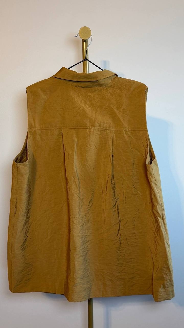 Anne Klein Sleeveless Patch‑Pocket Jacket Copper Sun XL NWT $129