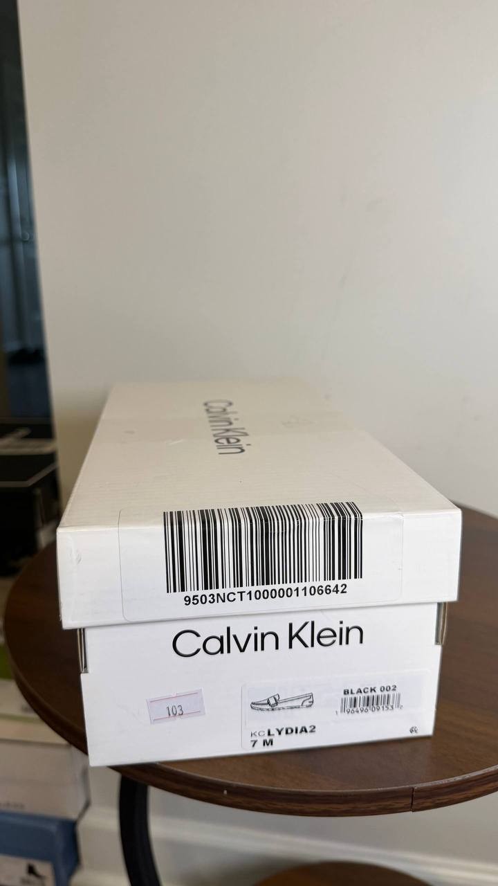 Calvin Klein Black Man‑Made Leather Slip‑On Loafers 7M New in Box $99