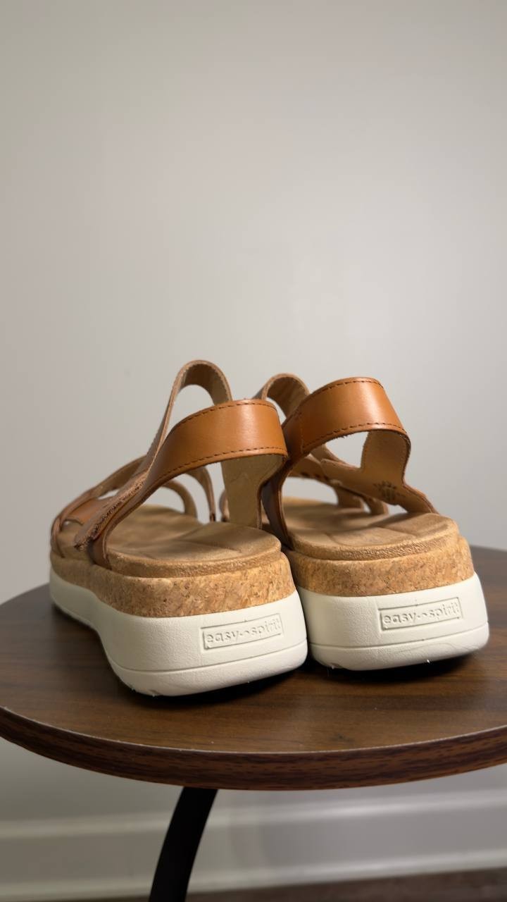Easy  Spirit  Platform  Sandals  Cognac  9W  New  $85