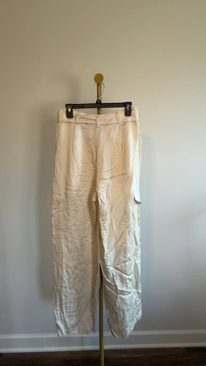 INC Belted High-Rise Cargo Pants Pure Ivory 6 NWT $94.50