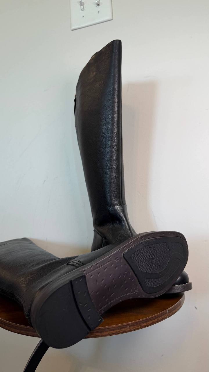 Franco Sarto Meyer Knee High Riding Boots Black 7.5M Leather $275 NWB