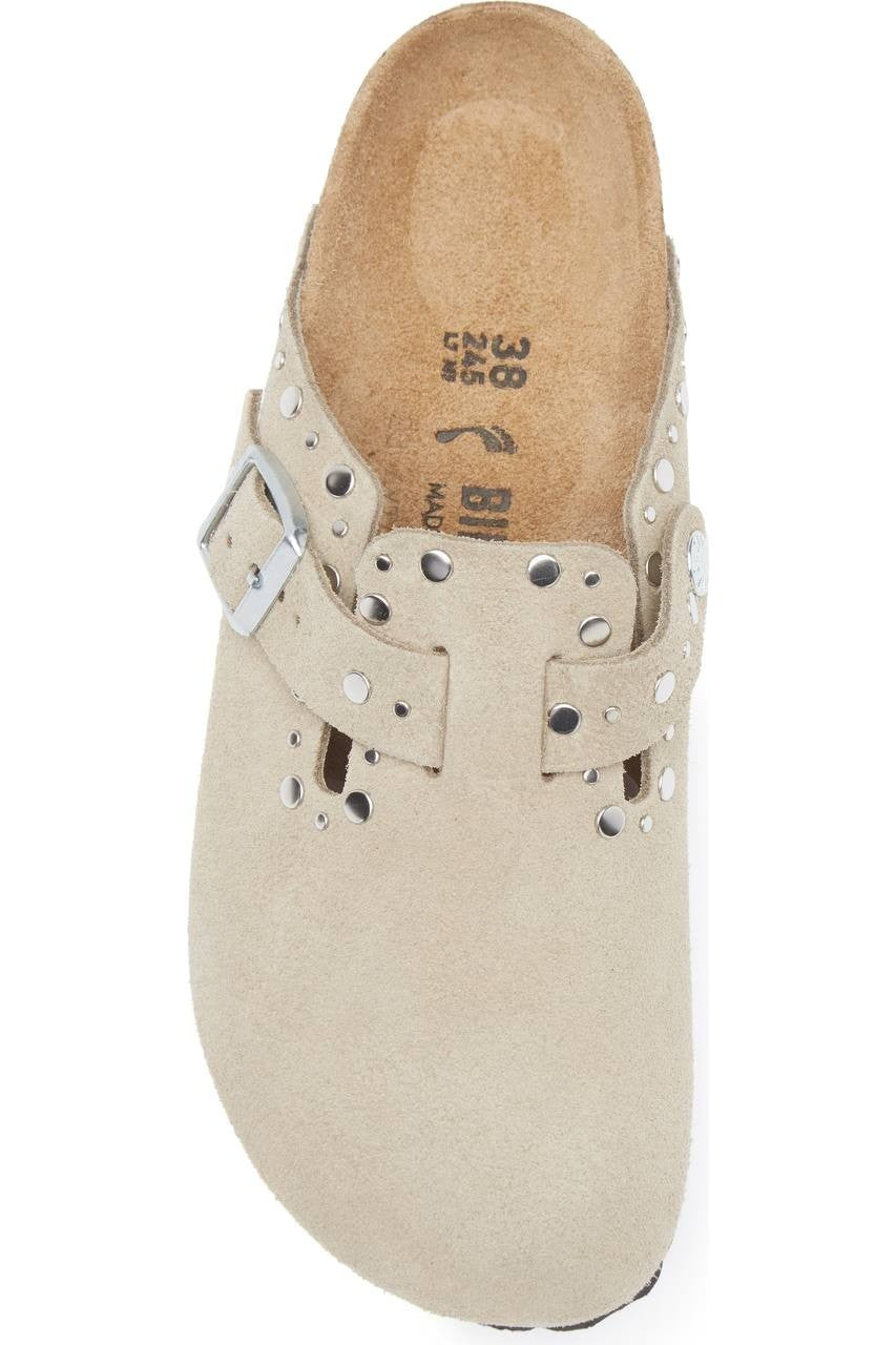 Birkenstock  Boston  Rivets  Clog  Taupe  Suede  6M  New  With  Box  $175