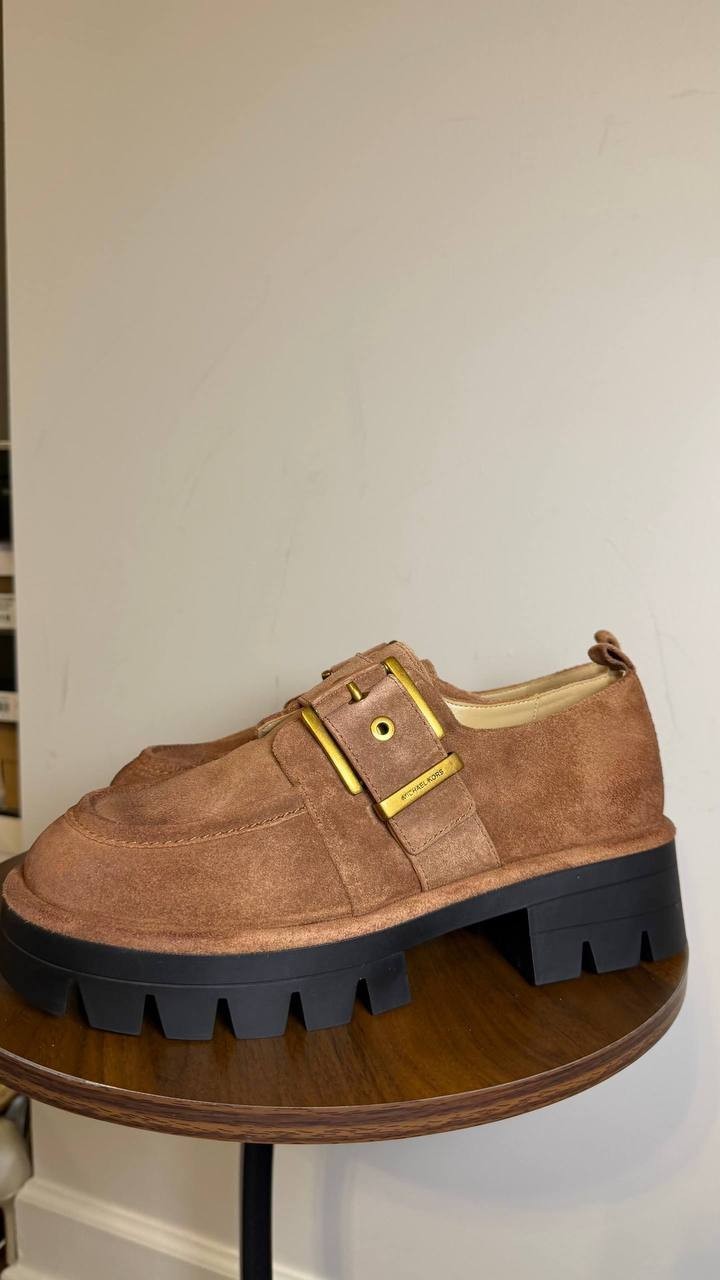Michael Kors Brown Leather Loafers Size 9.5M Casual Chic Slip-On New in Box