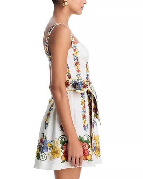 FARM Rio Belted Mini Dress Tropical Off White Size M NWT $230