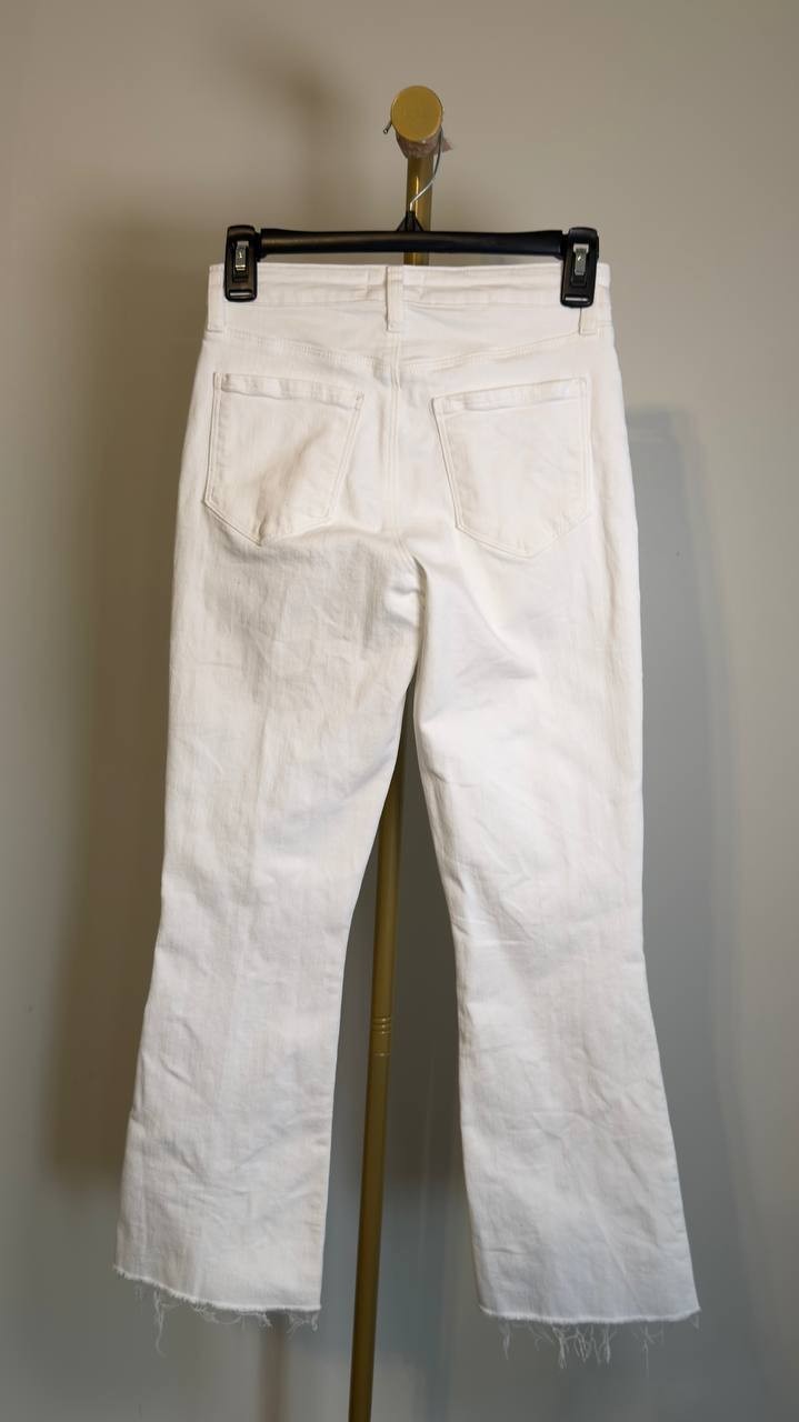L’Agence Kendra High Rise Crop Flare Jeans Raw Hem White 24 NWT $275