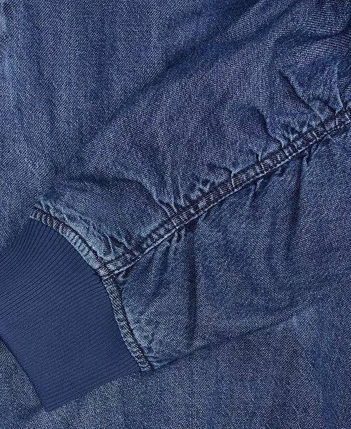 Mode of One Men’s Costas Zip‑Front Denim Bomber Jacket Blue L $100 NWT