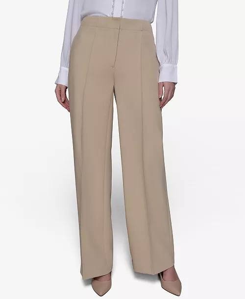 Karl Lagerfeld Paris Women’s Pleated‑Leg Pants Beige 10 NWT $119