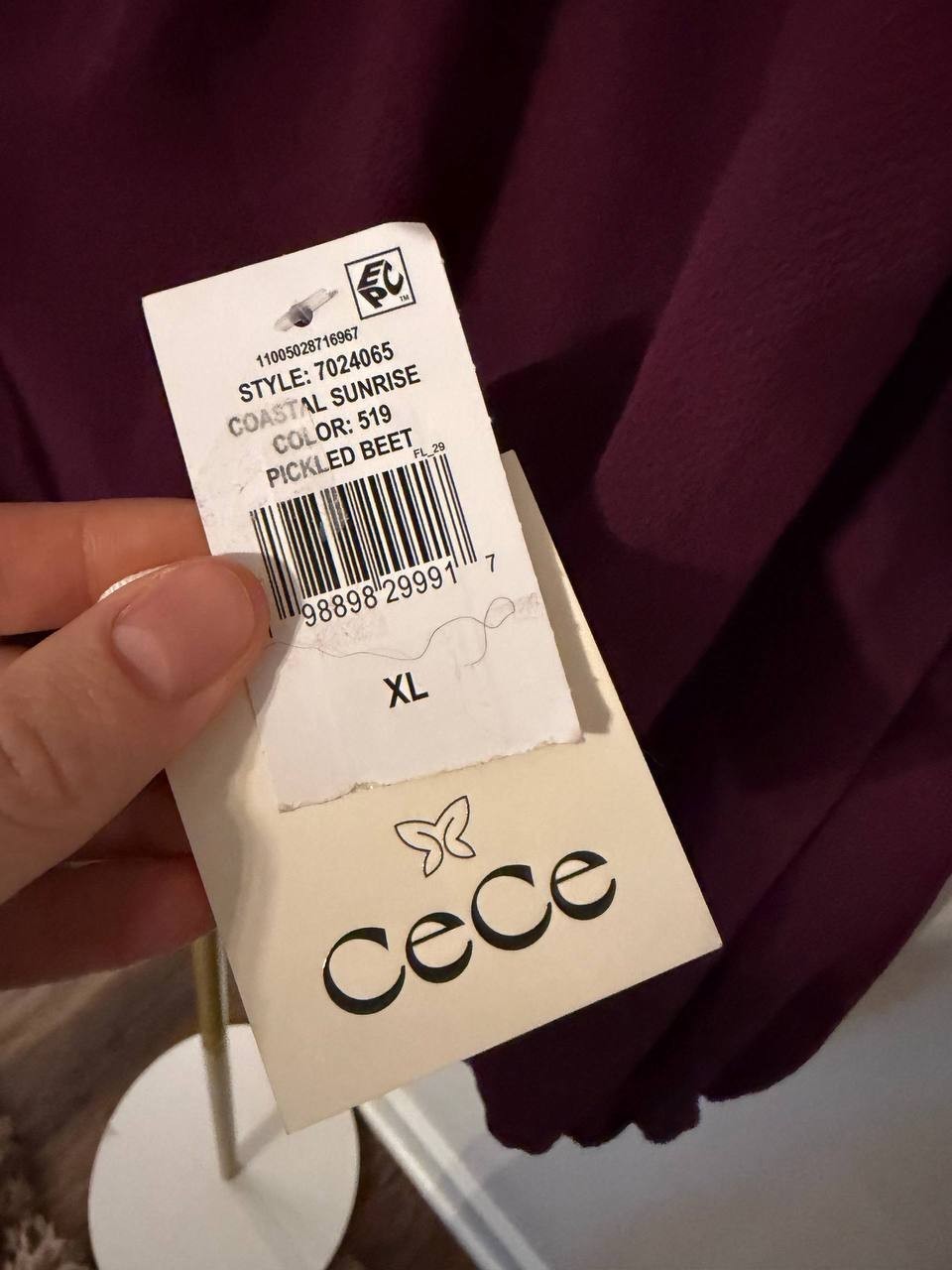 CeCe Circular Trim Pin‑Tuck Long‑Sleeve Top Pink Size XL NWT msrp$79