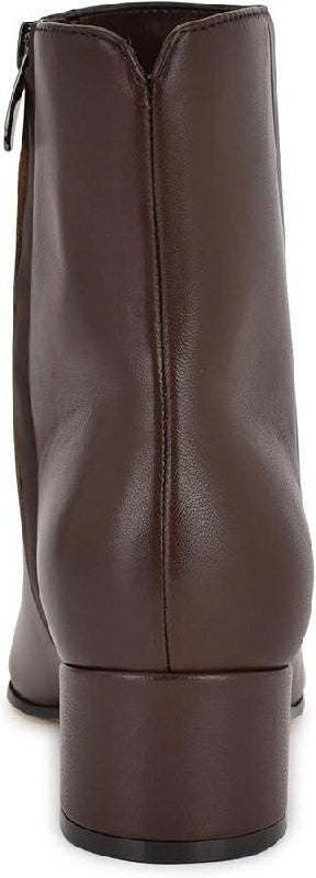 Nine West Maribu Booties 7.5M Dark Brown Leather Pointed Toe Zip NIB mrp$149