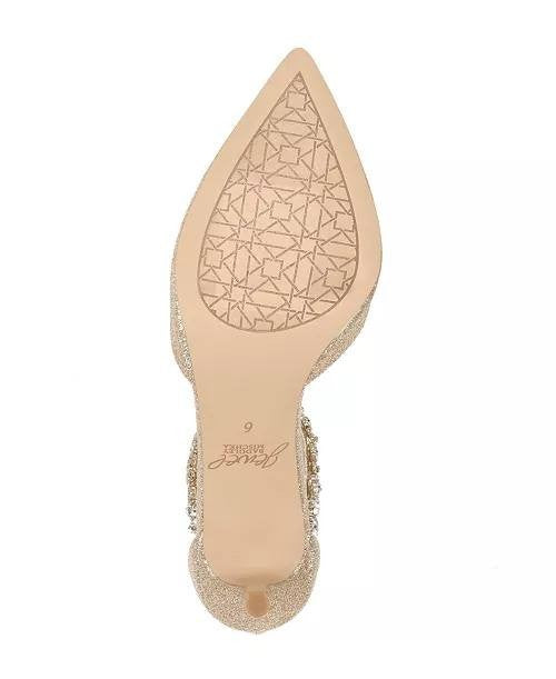 Jewel Badgley Mischka Raleigh Pumps Gold Glitter 7 Man‑Made MSRP $109 NWB