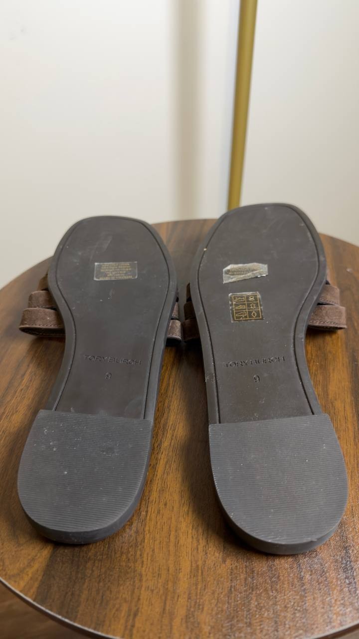 Tory  Burch  Slide  Sandals  Dark  Cocoa  9  Pre‑Owned  $225