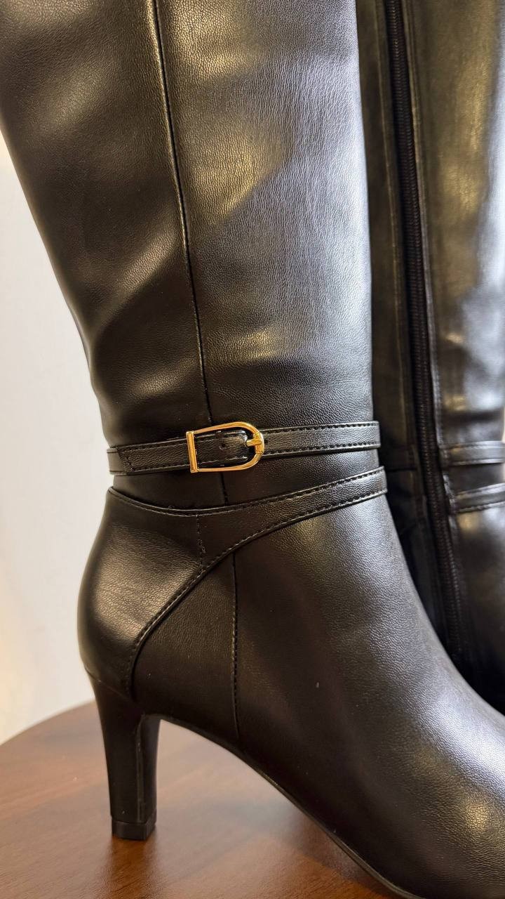 LifeStride Guild Boots Size 5M Black Fabric Knee‑High Almond Toe NIB msrp$129