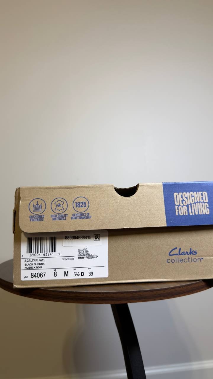 Clarks  Adalynn  Faye  Ankle  Booties  Black  Nubuck  8M  New  With  Box  $130