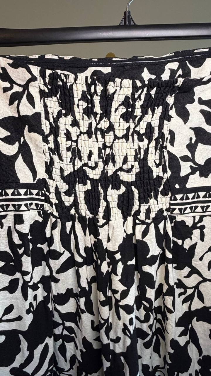 MSK Strapless Smocked Floral Wide‑Leg Jumpsuit Black XL NWT $119